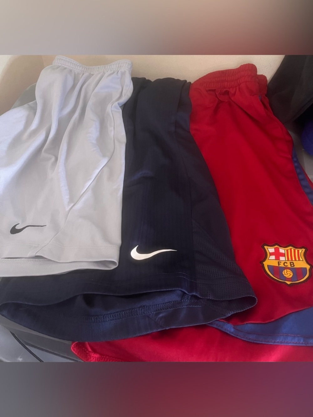 3 nike shorts bundle barcelona soccer futbol basketball b7 sm